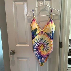 One piece Polo Ralph Lauren tie dye bathing suit. Worn once for a theme party!